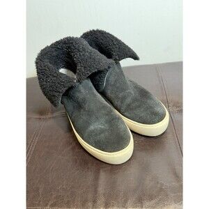 UGG Lynus High Top Suede/Shearling Platform Sneaker Boot US 8.5 Thunder Cloud